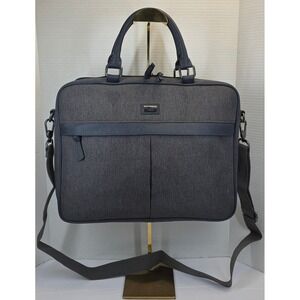 Ted‎ Baker London Grey Marl Navy Trim Laptop Briefcase Messenger Bag